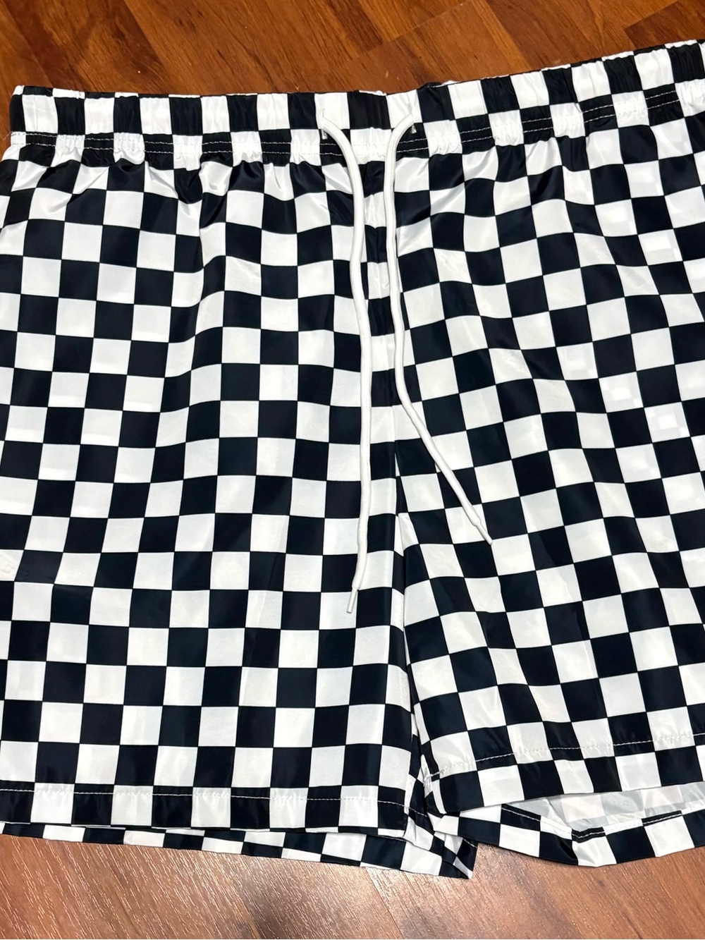 NFINITY Black and White Checkered Men's Swim Trunks